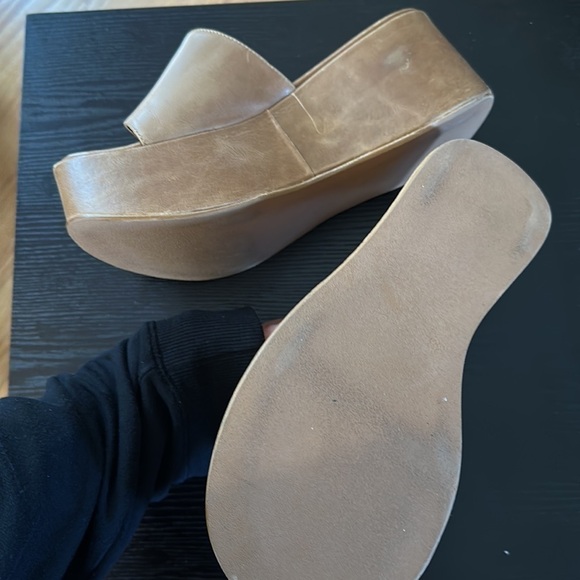 Two Wings Tattoo Handmade Leather Tan Y2K Platforms 38 - Picture 2 of 9